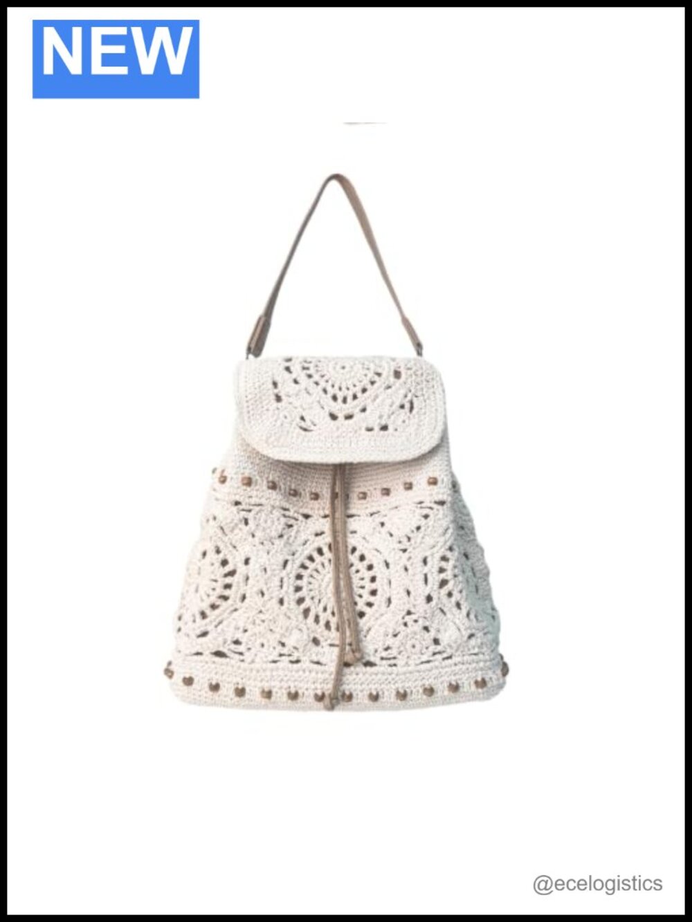 Handmade Crochet Backpack Women Boho Rucksack Cotton Rope Adjustable Straps